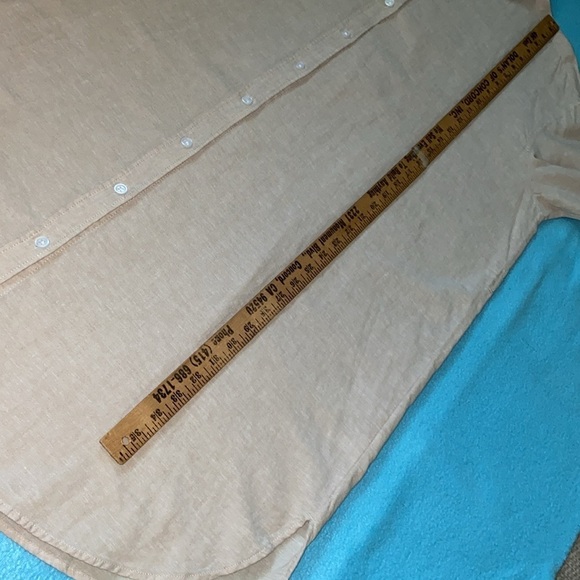 H&M linen blend shirt dress button up belted long sleeve rounded hem NEW size XL - Picture 10 of 13